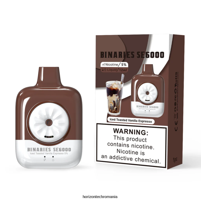 HorizonTech Binaries Cabin de unică folosință 12ml espresso de vanilie prajit cu gheata VHRZ153 - HorizonTech Disposable Vape