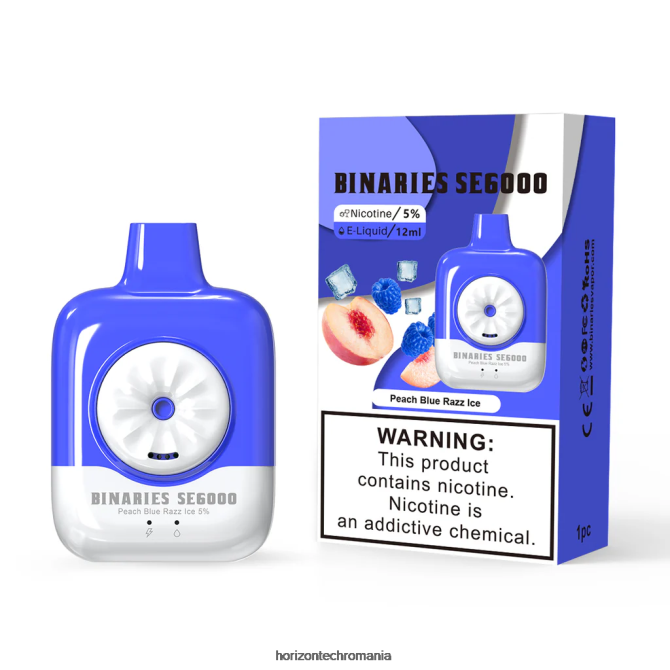 HorizonTech Binaries Cabin de unică folosință 12ml gheață razz albastru piersic VHRZ142 - HorizonTech Vape Kit