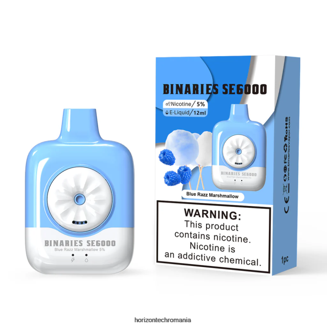 HorizonTech Binaries Cabin de unică folosință 12ml marshmallow razz albastru VHRZ136 - HorizonTech Romania