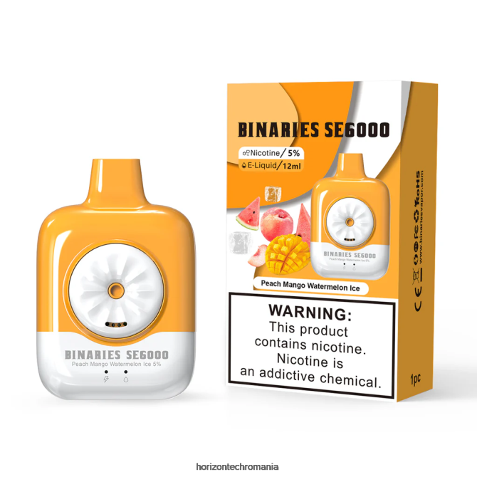 HorizonTech Binaries Cabin de unică folosință 12ml piersici mango pepene verde VHRZ143 - HorizonTech Disposable Vape
