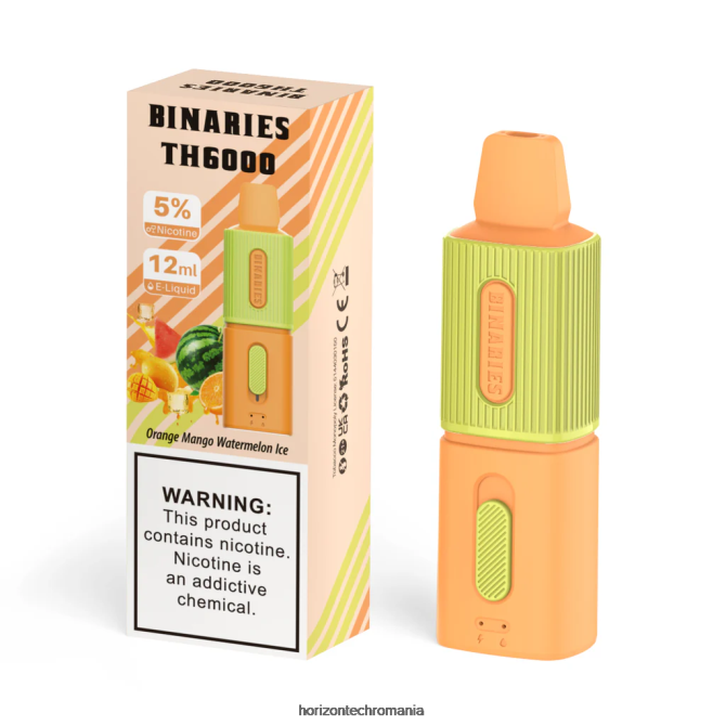 HorizonTech Binaries Cabin th6000 de unică folosință 12 ml gheață de pepene verde mango portocaliu VHRZ111 - Horizon Tech Vape Tank