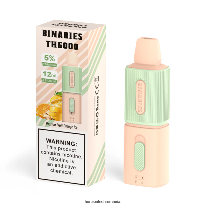 HorizonTech Binaries Cabin th6000 de unică folosință 12 ml gheață de portocale cu fructul pasiunii VHRZ112 - HorizonTech Vape Kit