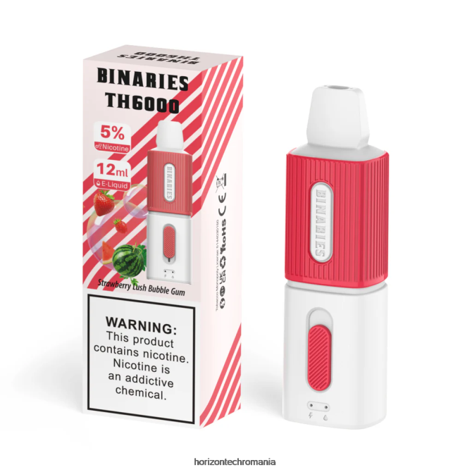 HorizonTech Binaries Cabin th6000 de unică folosință 12 ml gumă de mestecat luxuriantă de căpșuni VHRZ117 - HorizonTech Bucharest
